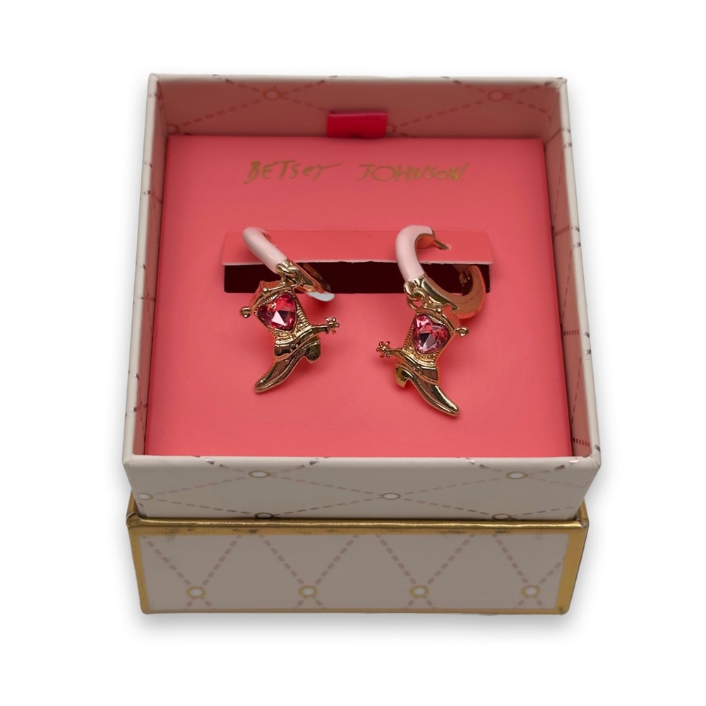 Betsy Johnson Cowboy Boot Pierced Earrings - Picture 4 of 6